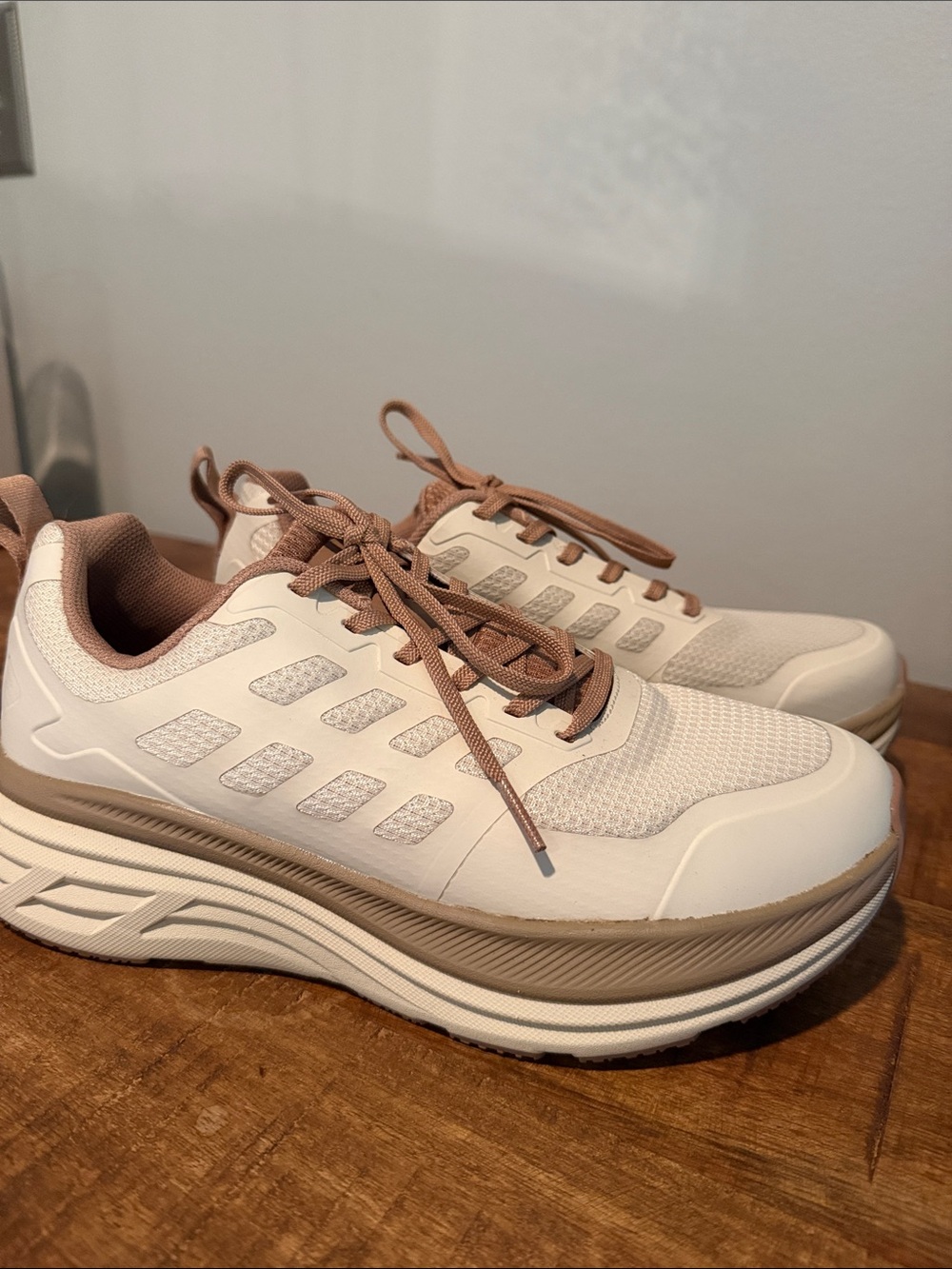 Nortiv 8 Women's Cream and Tan Platform Sneakers